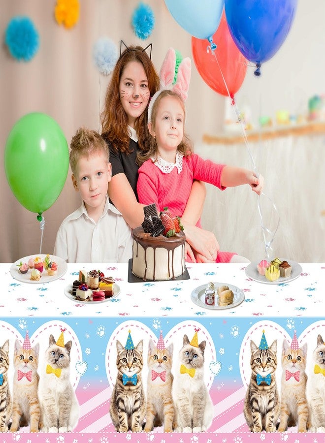 قطع من مفارش المائدة بتصميم قطط، غطاء طاولة بنقشة مخالب، غطاء طاولة بلاستيكي لطيف بتصميم قطط، مفرش طاولة لحفلات القطط الصغيرة، زينة حفلات أعياد ميلاد القطط، لوازم حفلات أعياد ميلاد القطط، ديكور حفلات القطط، 86 × 51 بوصة - Image 2